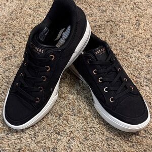 Skechers Black Canvas Sneakers with White Outsoles